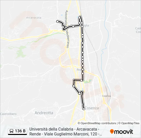 136 B Bus Line Map