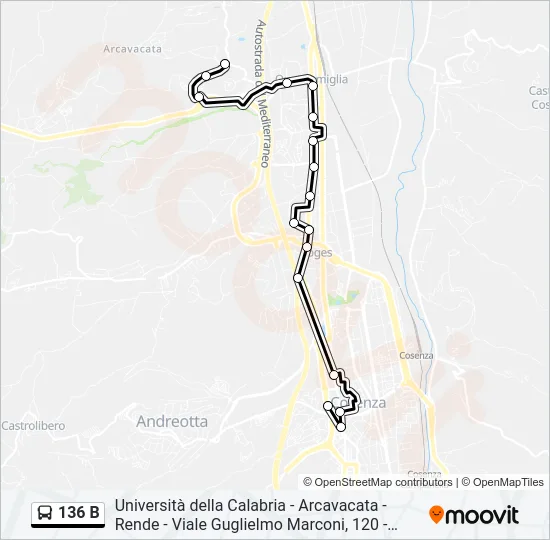136 B Bus Line Map