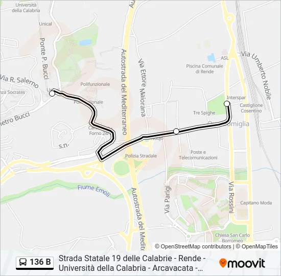 136 B Bus Line Map