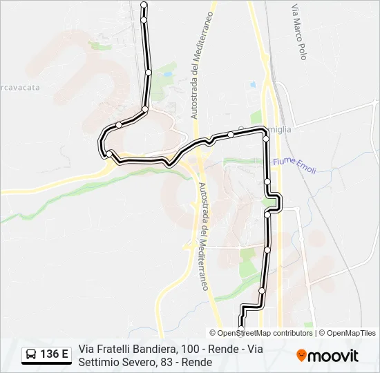 136 E Bus Line Map