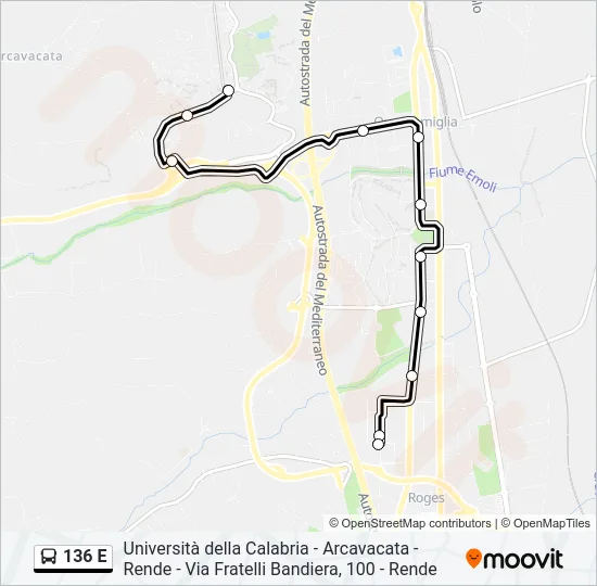 136 E Bus Line Map