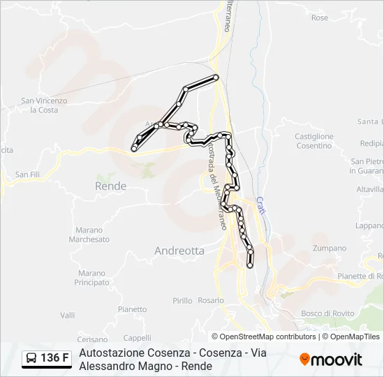 136 F Bus Line Map