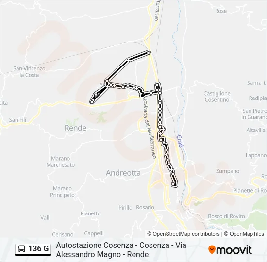 136 G Bus Line Map