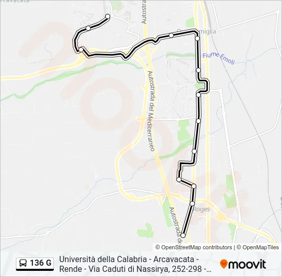 136 G Bus Line Map