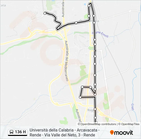 136 H Bus Line Map