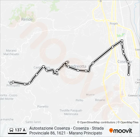 137 A Bus Line Map
