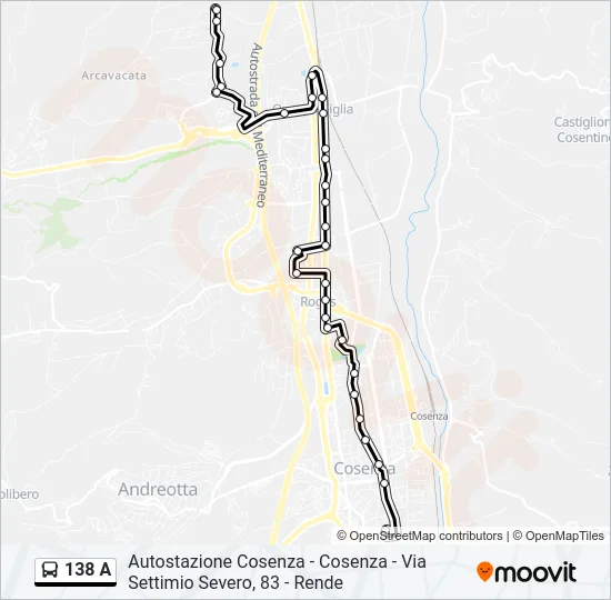 138 A Bus Line Map