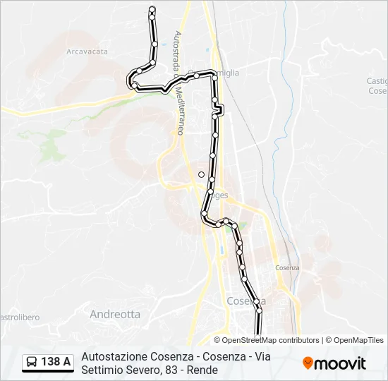 138 A Bus Line Map