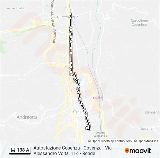 138 A Bus Line Map