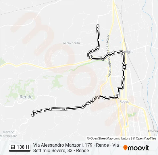 138 H Bus Line Map