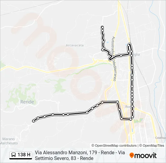 138 H Bus Line Map