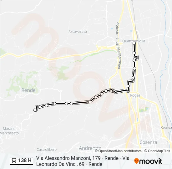 138 H Bus Line Map