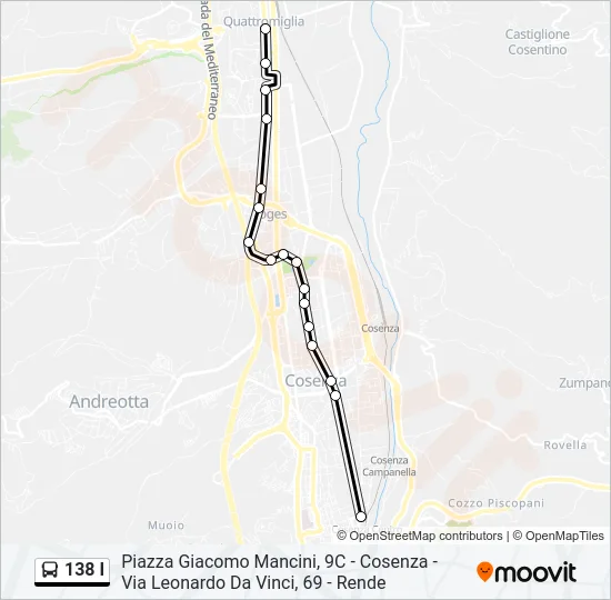 138 I Bus Line Map