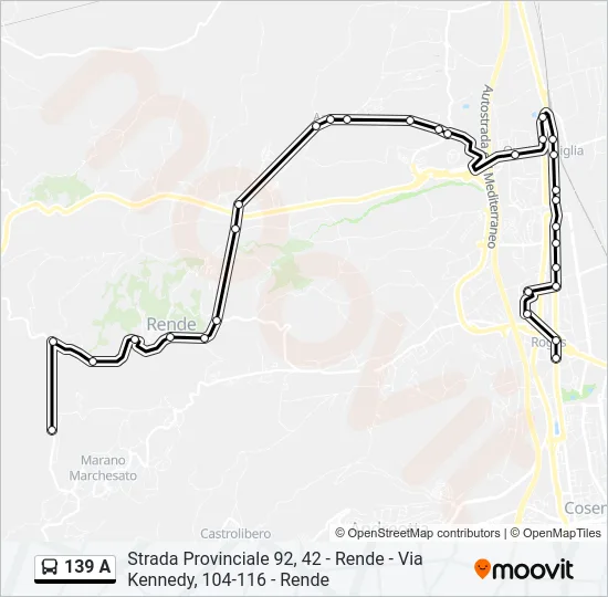 139 A Bus Line Map