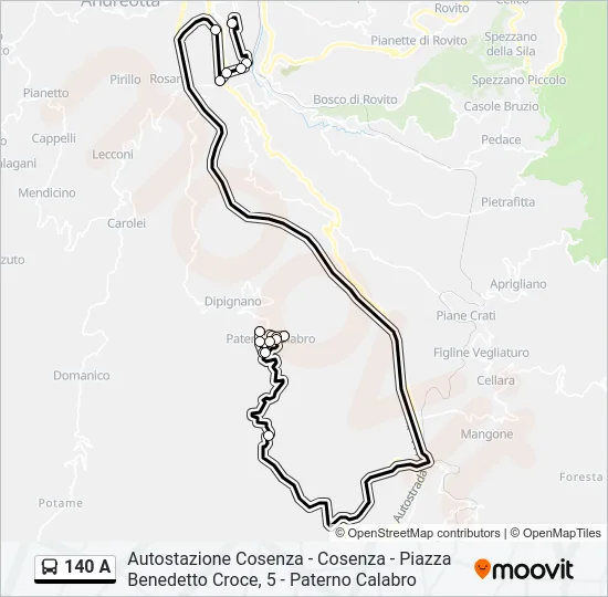 140 A Bus Line Map