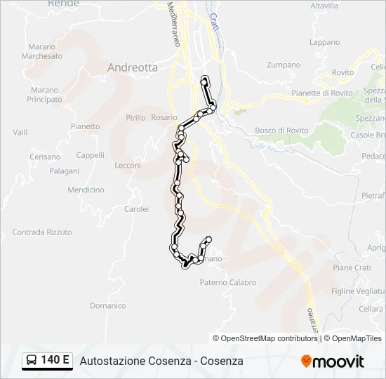 140 E Bus Line Map
