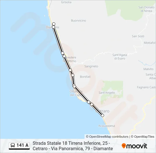 141 A Bus Line Map