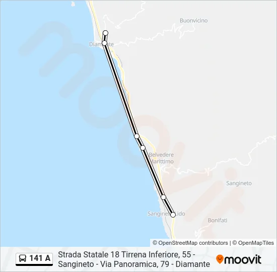 141 A Bus Line Map