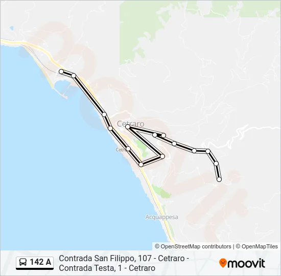 142 A Bus Line Map