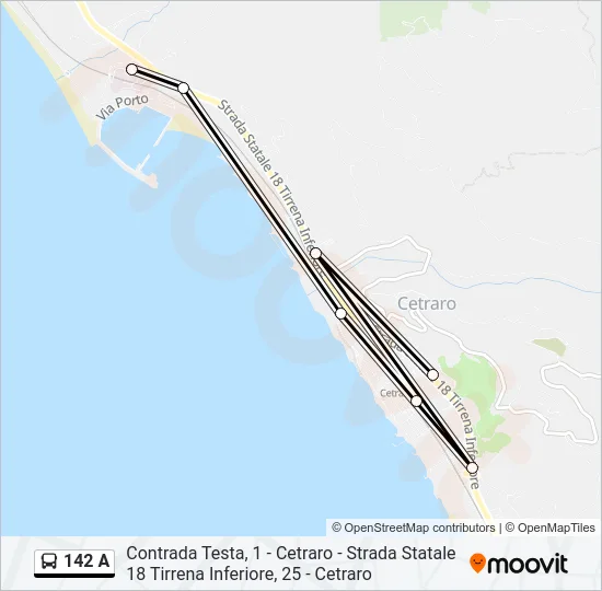142 A Bus Line Map