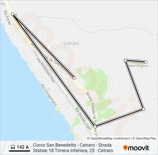 142 A Bus Line Map