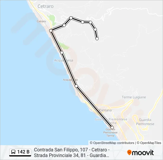 142 B Bus Line Map