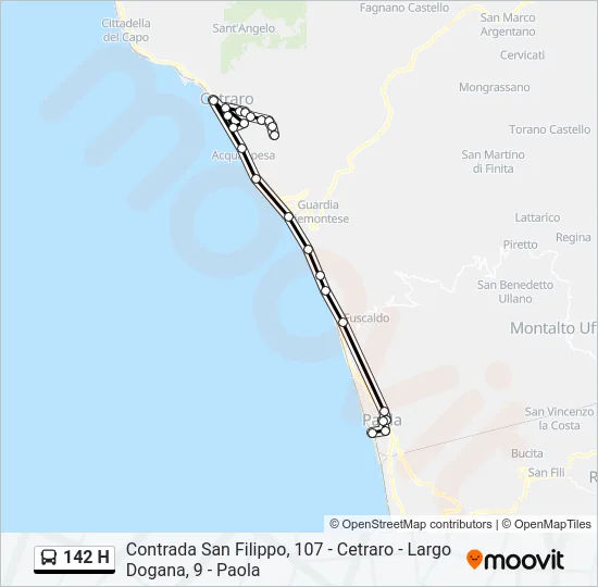 142 H Bus Line Map
