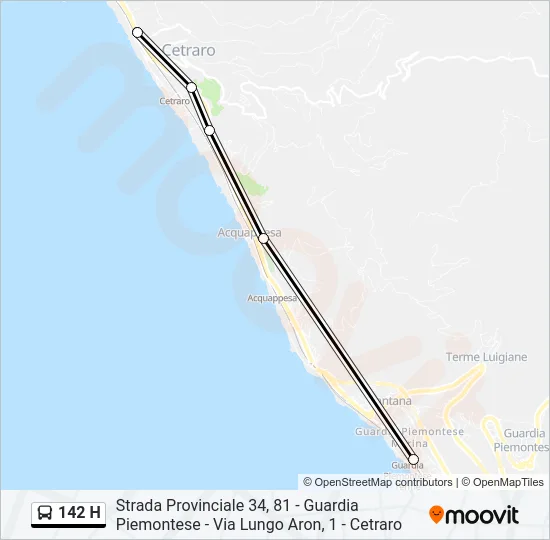 142 H Bus Line Map