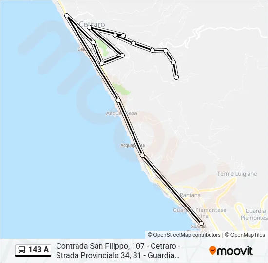 143 A Bus Line Map