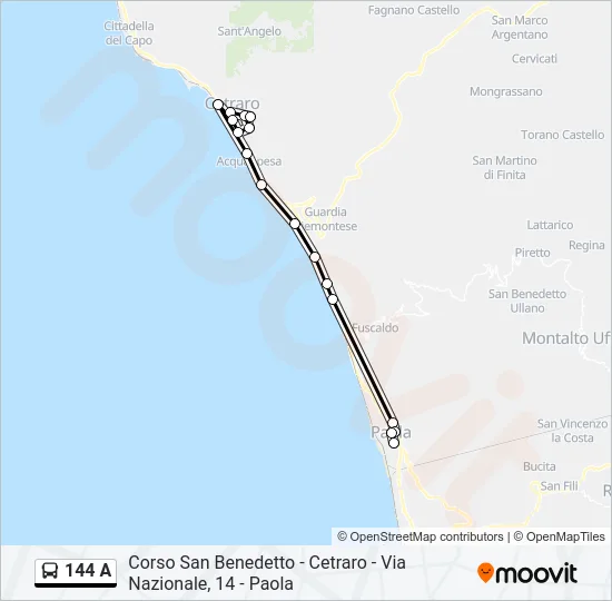 144 A Bus Line Map