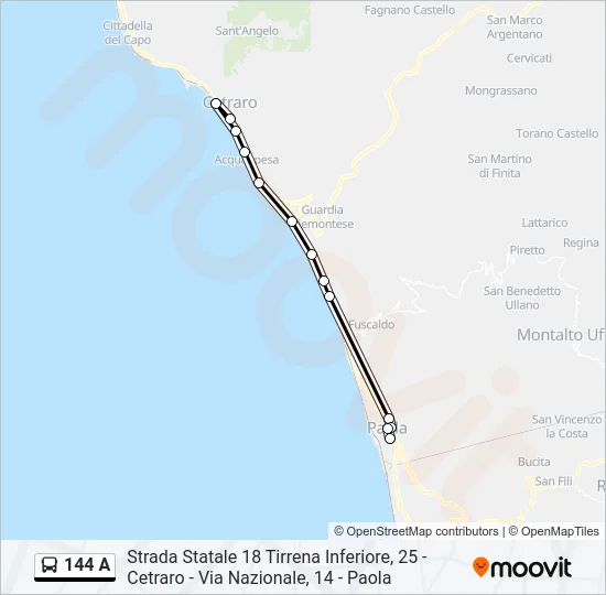 144 A Bus Line Map