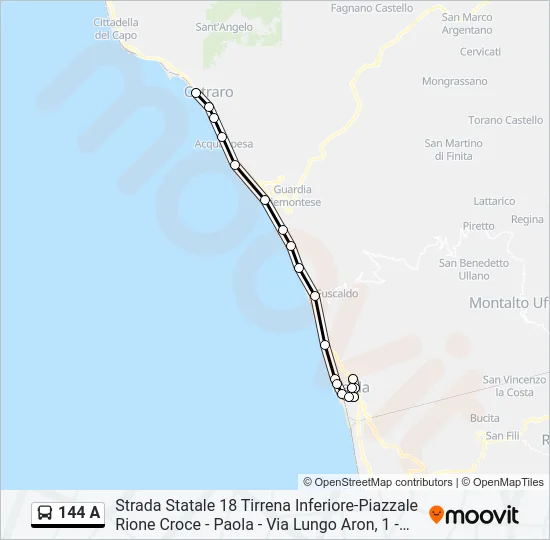 144 A Bus Line Map