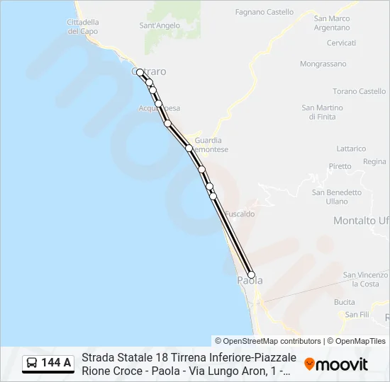 144 A Bus Line Map