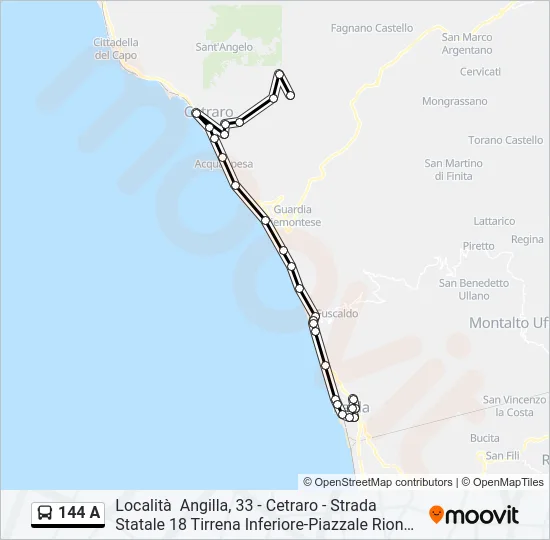 144 A Bus Line Map