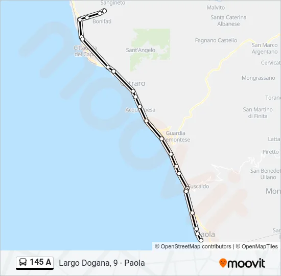 145 A Bus Line Map
