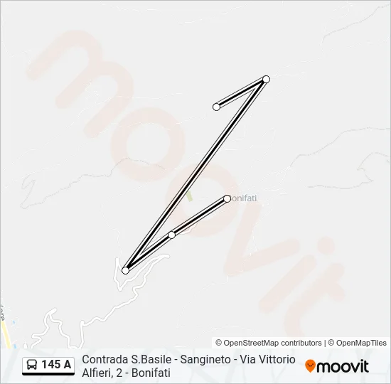 145 A Bus Line Map
