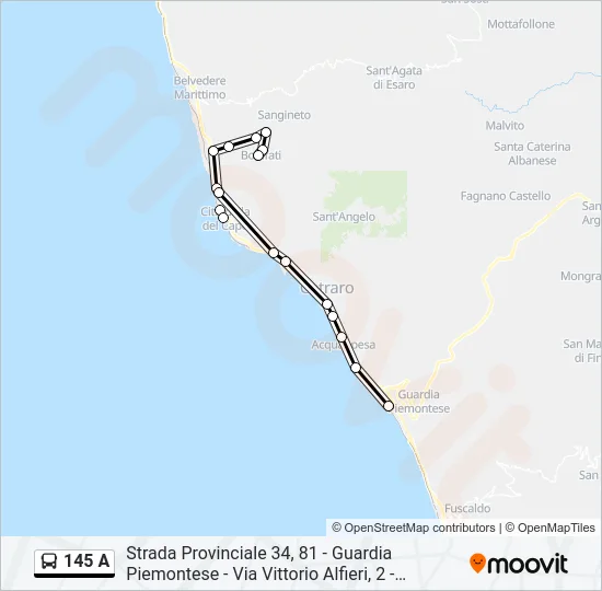 145 A Bus Line Map