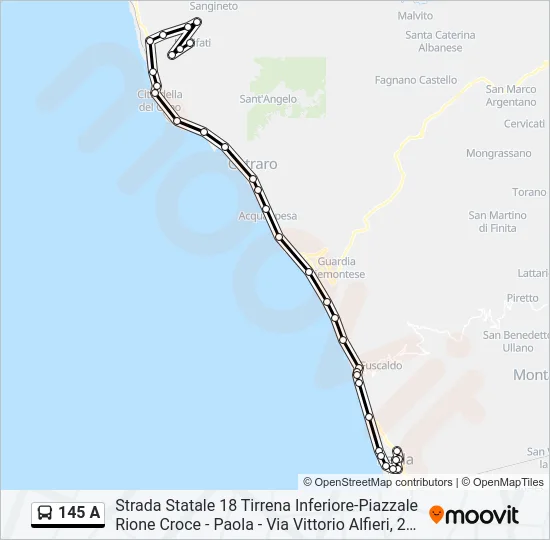 145 A Bus Line Map