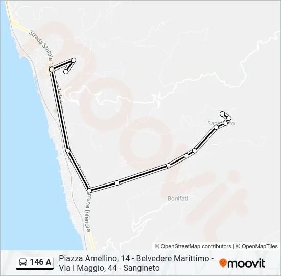 146 A Bus Line Map