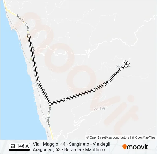 146 A Bus Line Map