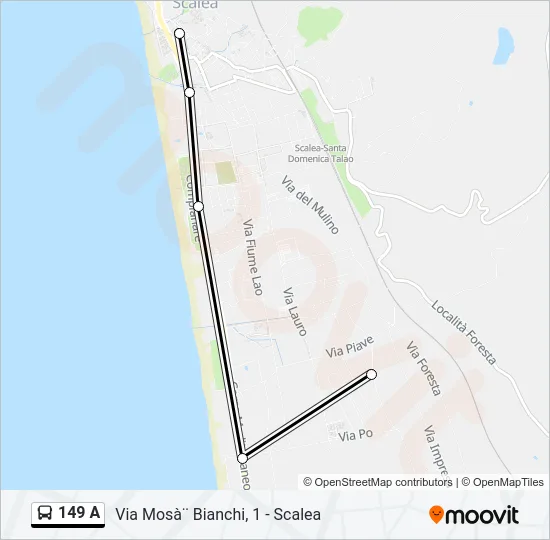 149 A Bus Line Map