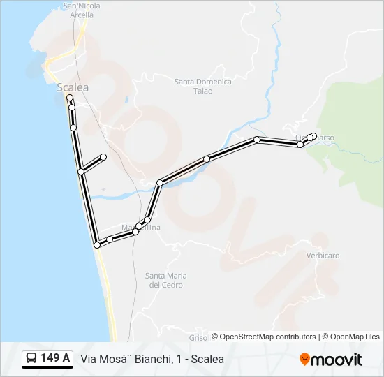 149 A Bus Line Map