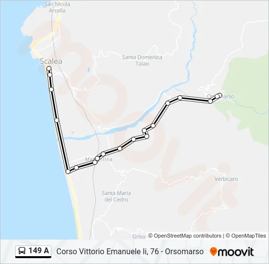 149 A Bus Line Map