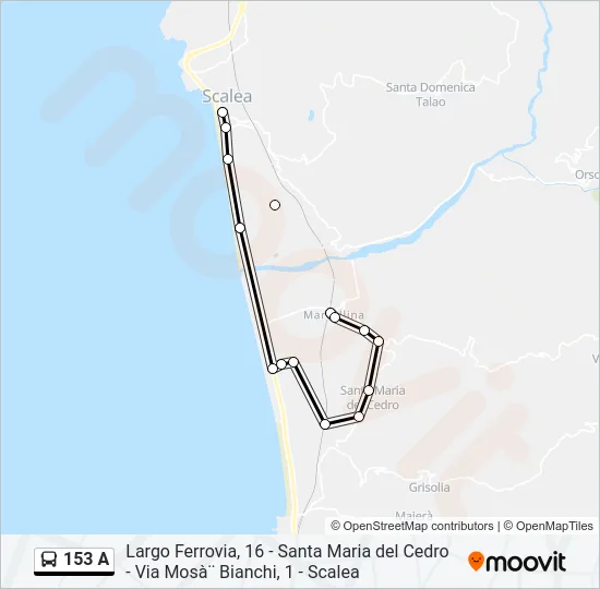 153 A Bus Line Map