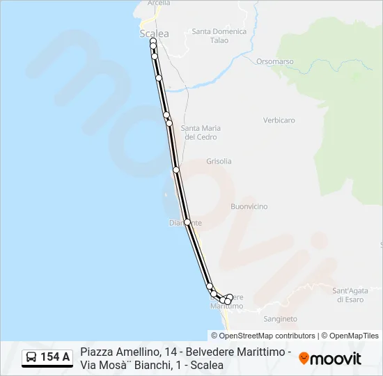154 A Bus Line Map