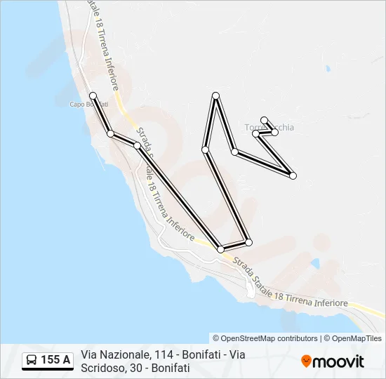 155 A Bus Line Map