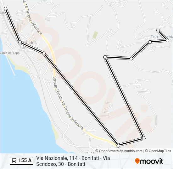 155 A Bus Line Map