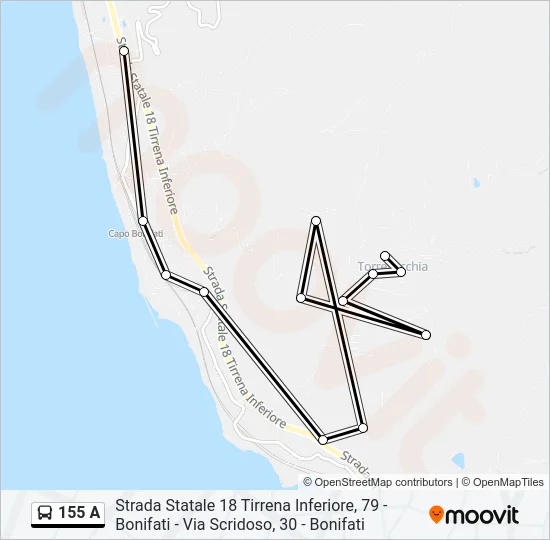 155 A Bus Line Map