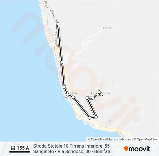 155 A Bus Line Map