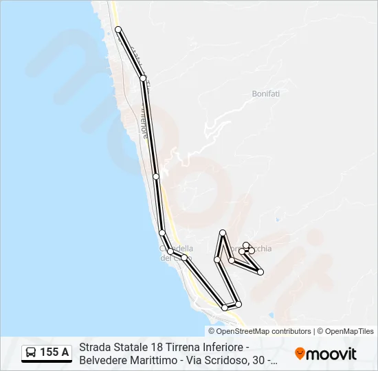 155 A Bus Line Map